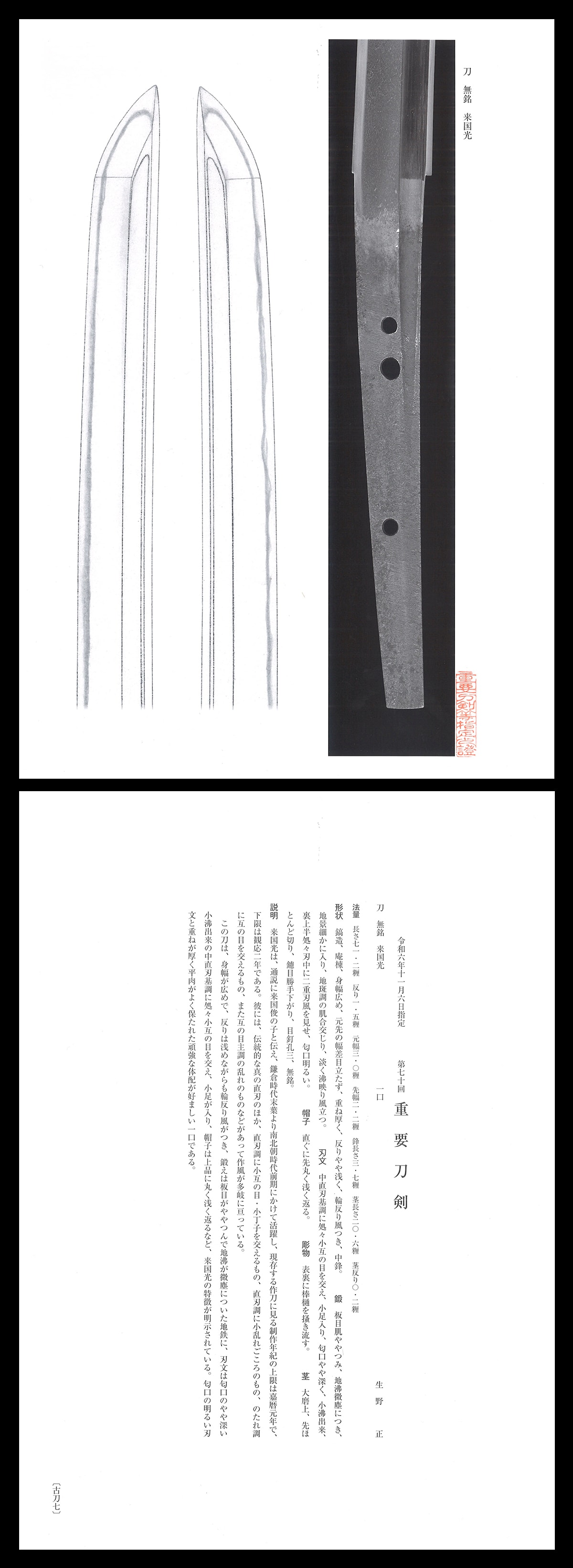 Katana[Mumei Rai Kunimitsu][N.B.T.H.K] Juyo Token - Photo 6