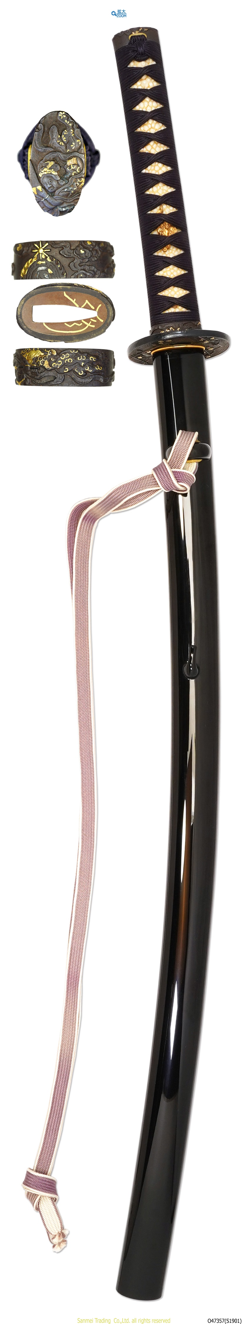 O47357(S1901) Katana signed Awataguchi I'kkanshi TADATSUNA In the 5th month of Hōei 1st with) Black Ro-iro lacquered scabbard Uchikatana Koshirae - Photo 2