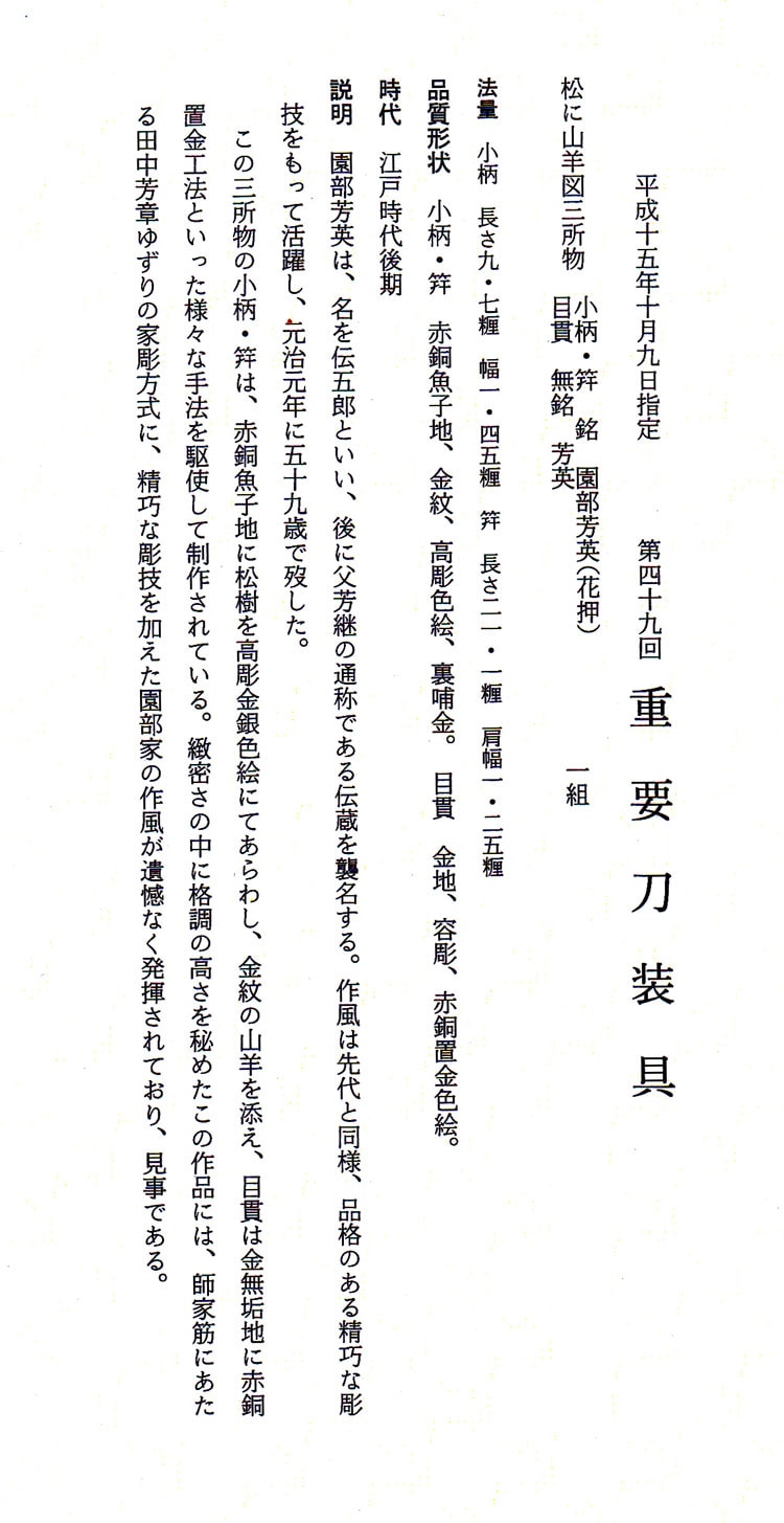 小柄・笄 銘 園部芳英(花押) 目貫 無銘 芳英 - Photo 25