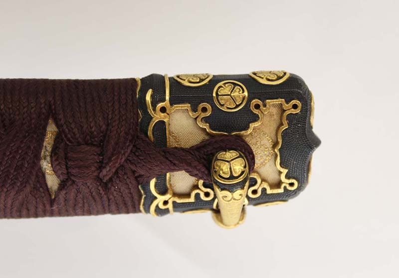 【太刀拵】 金梨子地葵紋散金貝蒔絵鞘糸巻太刀拵 / 鐔(銘)後藤悦乗(花押) - Photo 21