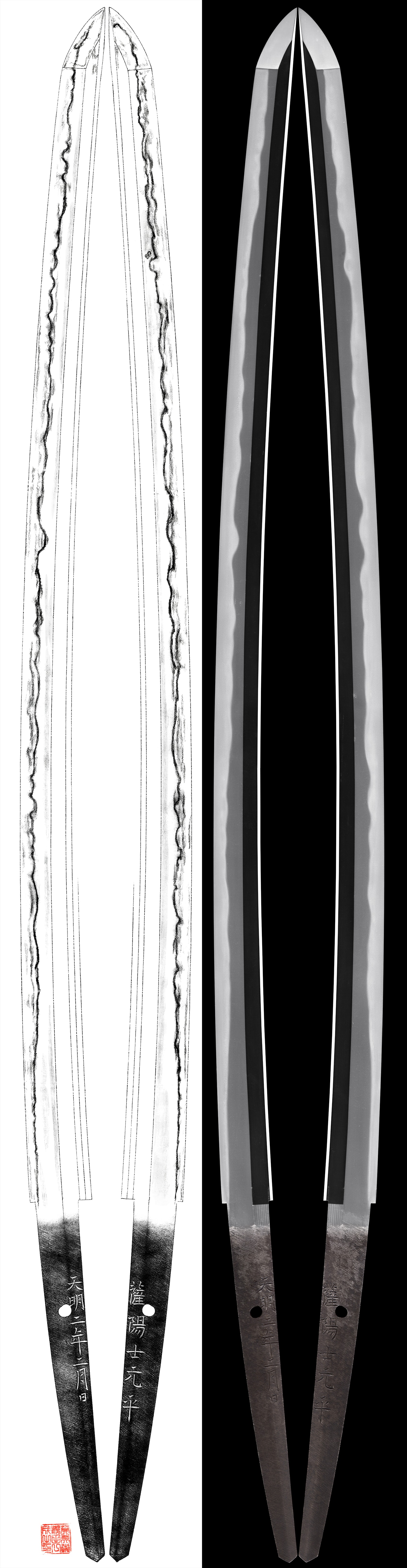 Katana - Tokuho - by Satsuma Motohira - Satsuyoshi Motohira, dated Tenmei 2nd year, 2nd month