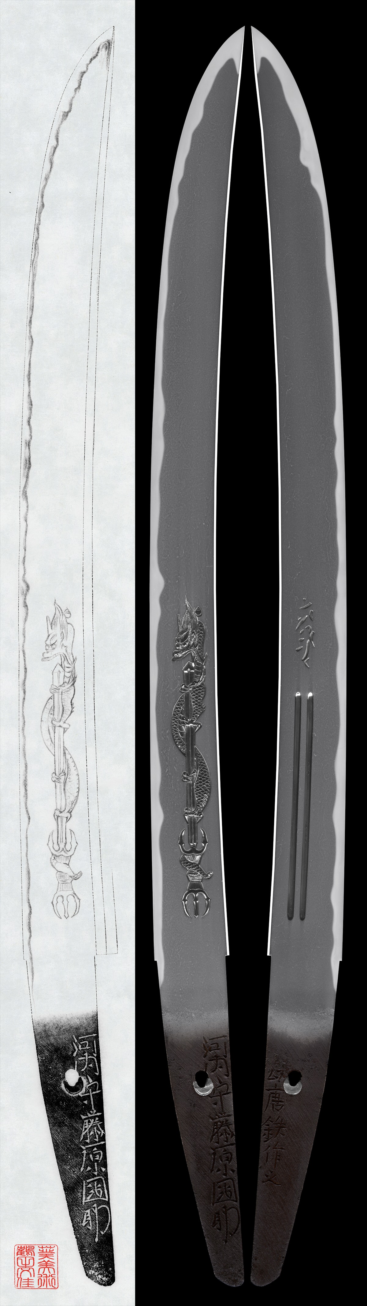 Wakizashi:Kawachi-no-kami Fujiwara Kunisuke (1st gen) Totetsu wo motte kore wo Tsukuru (Made using Chinese steel)(NBTHK Tokubetsu Hozon Token)