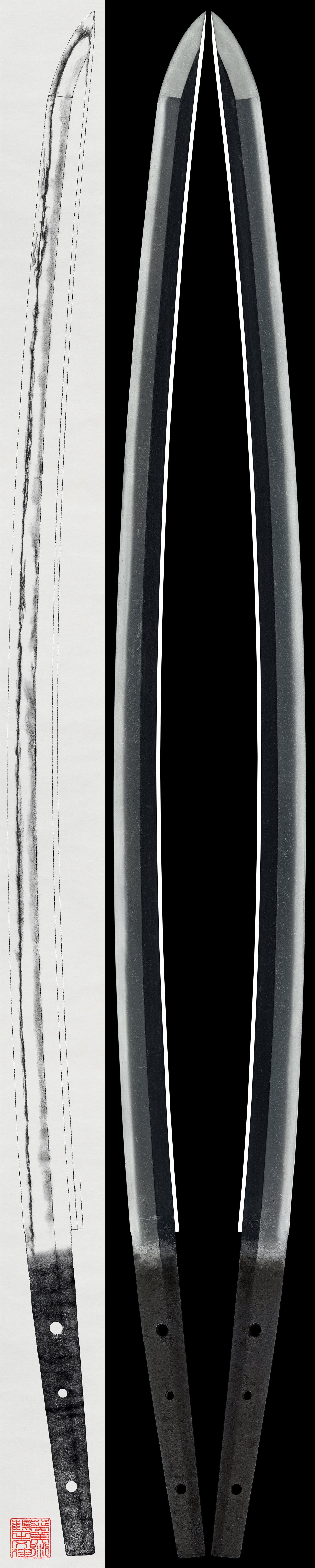 Katana - Tokuho - by Hokke School - Mumei (Unsigned) (Hokke School, Nanbokucho Period)