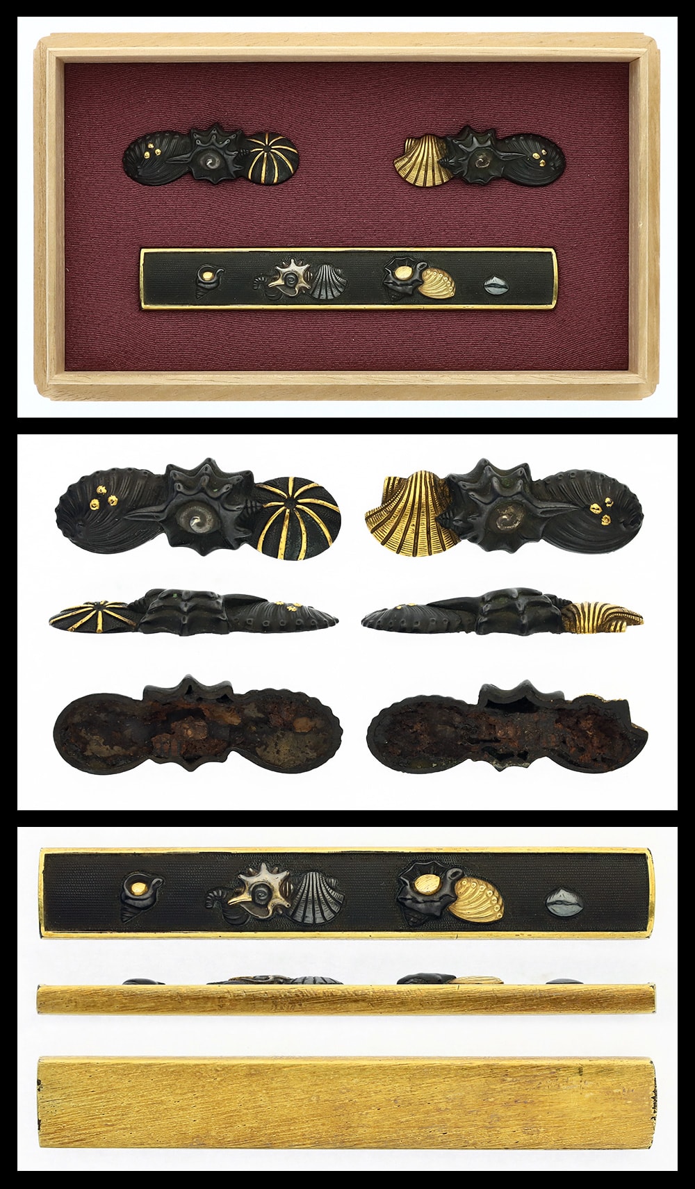 Set of Tosogu(Kozuka and Menuki): shell motif (NBTHK Hozon Tosogu)