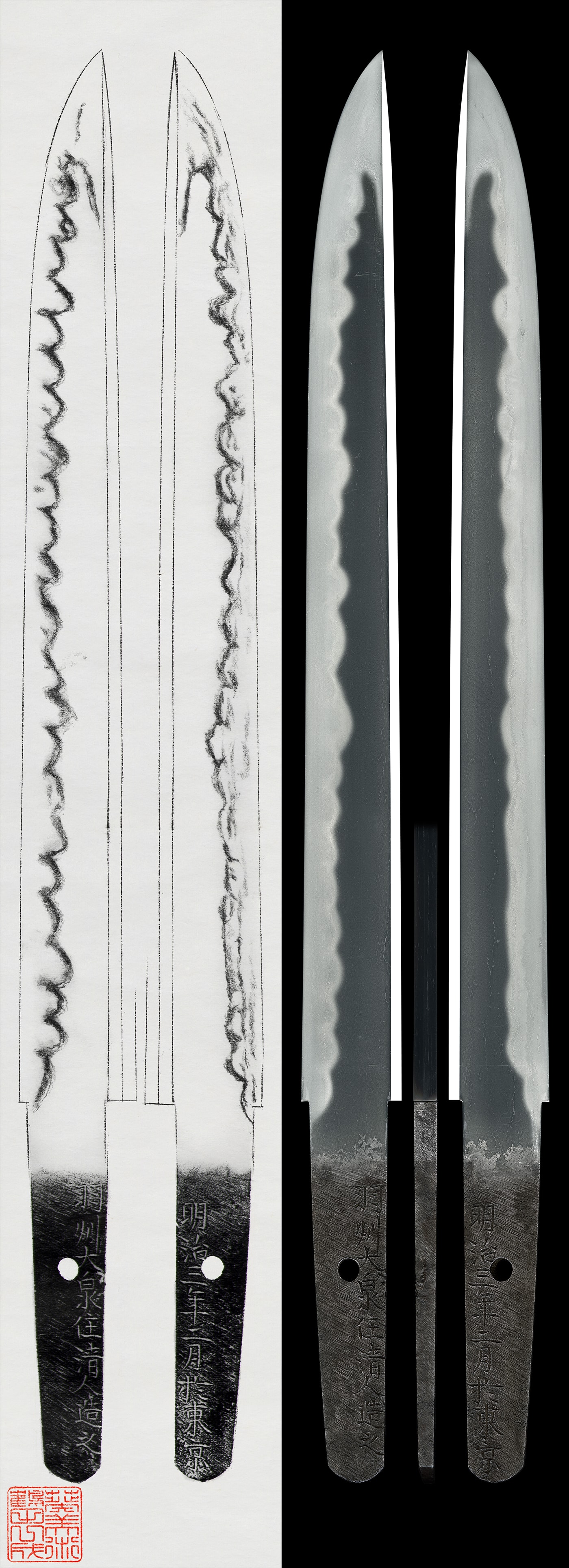 Tanto:Ushū Ōizumi-jū Kiyondo Tsukuru Kore Forged at Tokyo in February, Meiji 3 (1870). (NBTHK Tokubetsu Hozon Token)