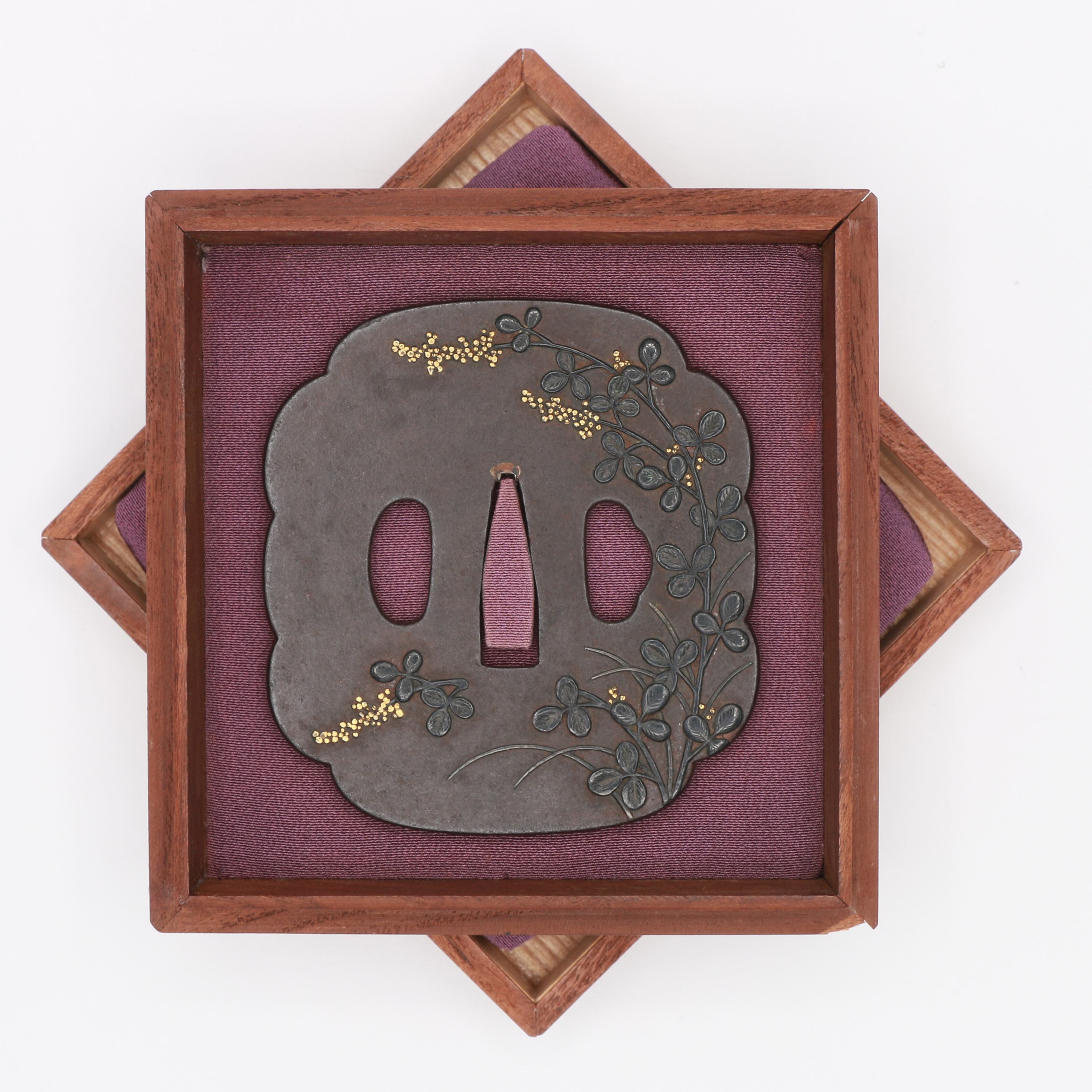 Tsuba - Hozon - by Aizu School - Bush Clover Design - Aizu Masamitsu