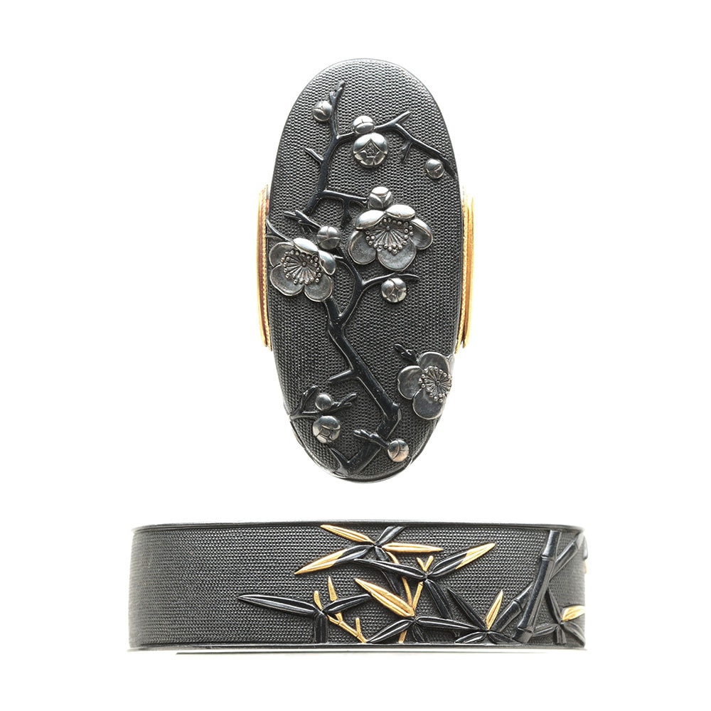 歳寒二雅図縁頭 銘 後藤法橋一乗(花押), 掲載予定品, 一乗