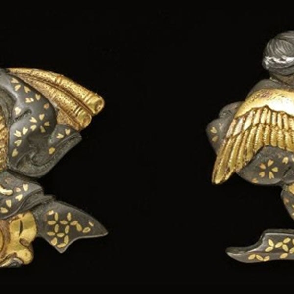 源氏物語胡蝶図目貫 無銘 大月派掲載禁止大月派