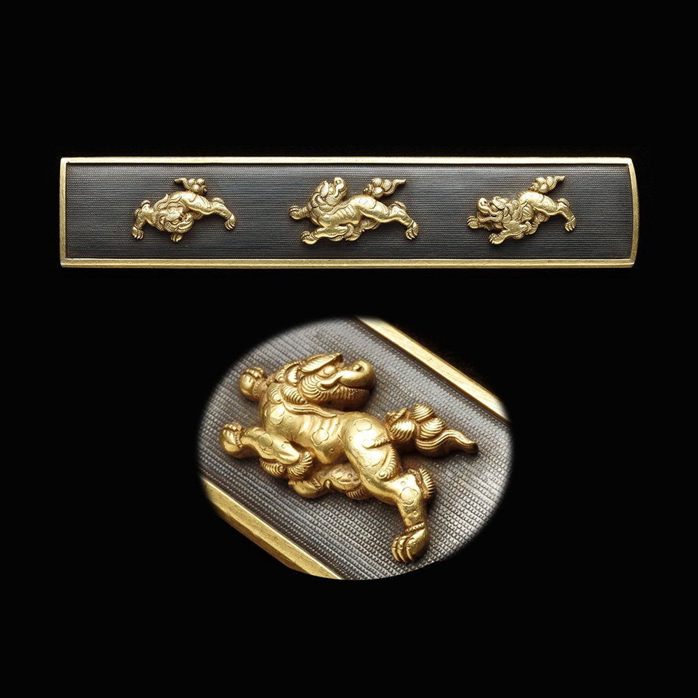 三疋獅子図大小柄 無銘 加賀後藤掲載予定品加賀後藤