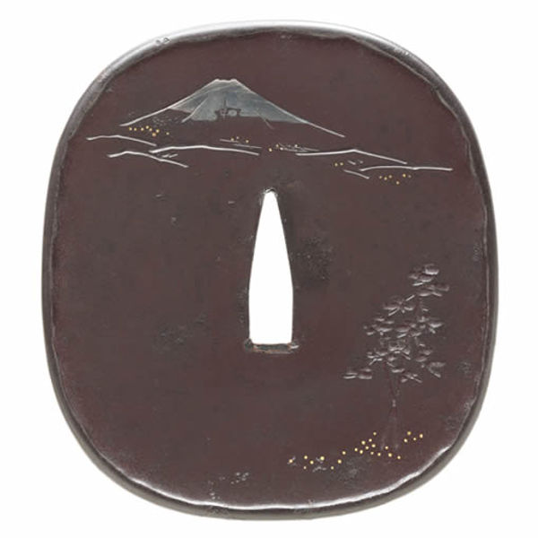 富岳図鐔 銘 時年七十四伯應鏨