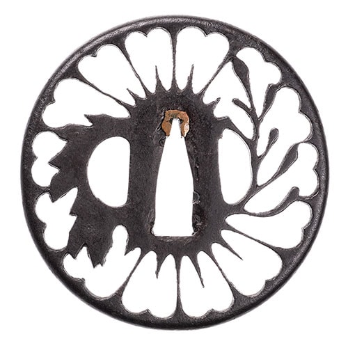 Tsuba - Tokuho - by Akasaka School - Akasaka Kikukiri-sukashi Tsuba