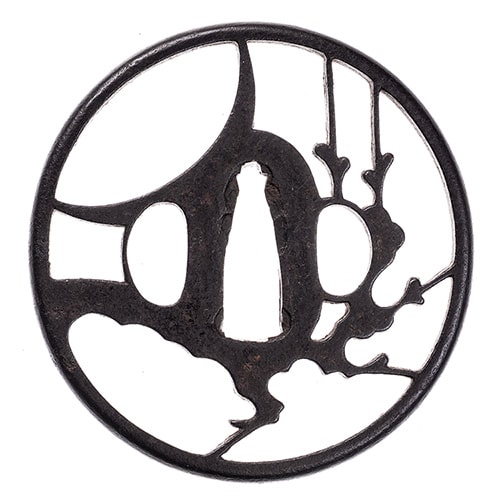 Tsuba - Hozon - Akasaka Gekka-Baijyu Sukashi Tsuba Hozon Tosogu