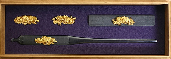 龍虎図三所物 銘 紋徳乗光孝(花押)