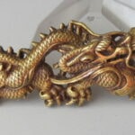 C338. Solid Gold Dragon Menuki with Tokubetsu Hozon Paper