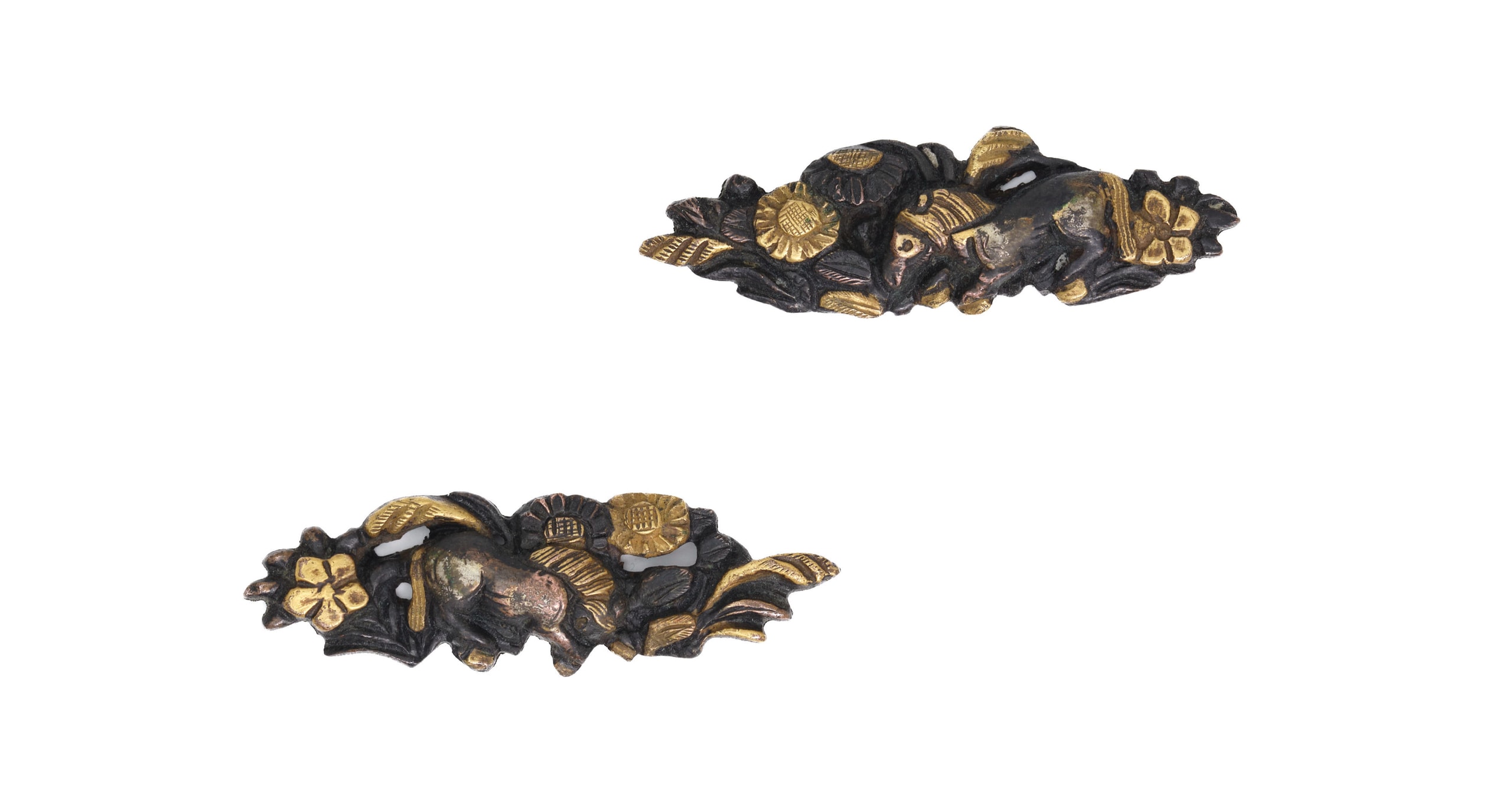 Mino horses and flowers menuki