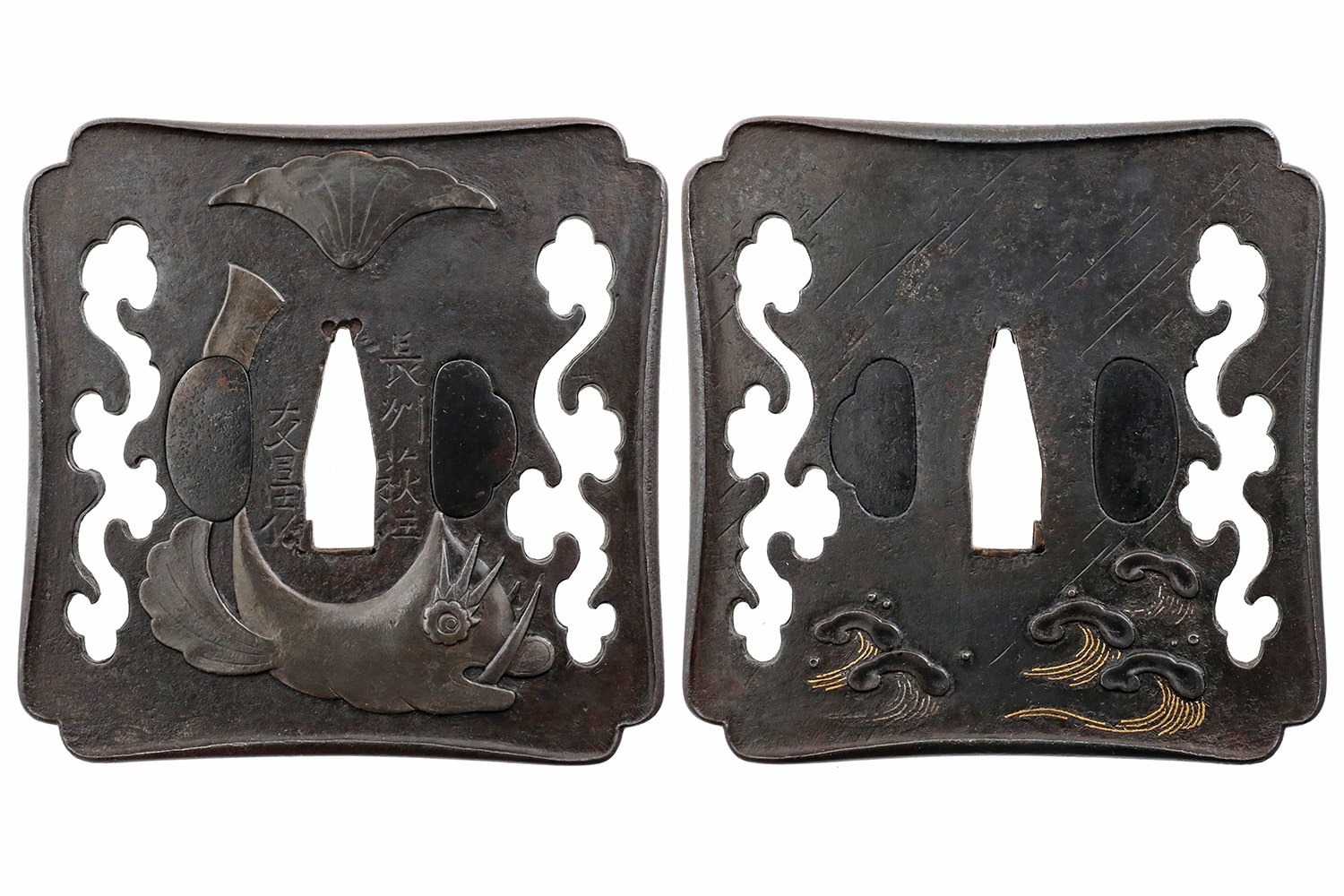 Tsuba - by Tomotomi - A unique and Heavy Choshu Tsuba by Tomotomi