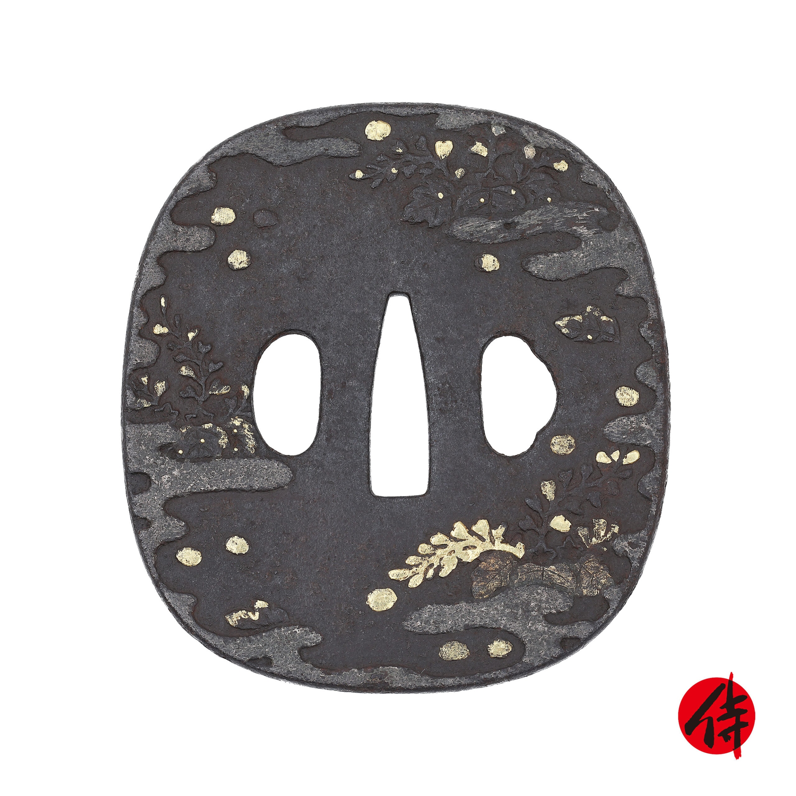 Edo period antique Tsuba for Samurai Sword with NBTHK Hozon Certificate (T-718)