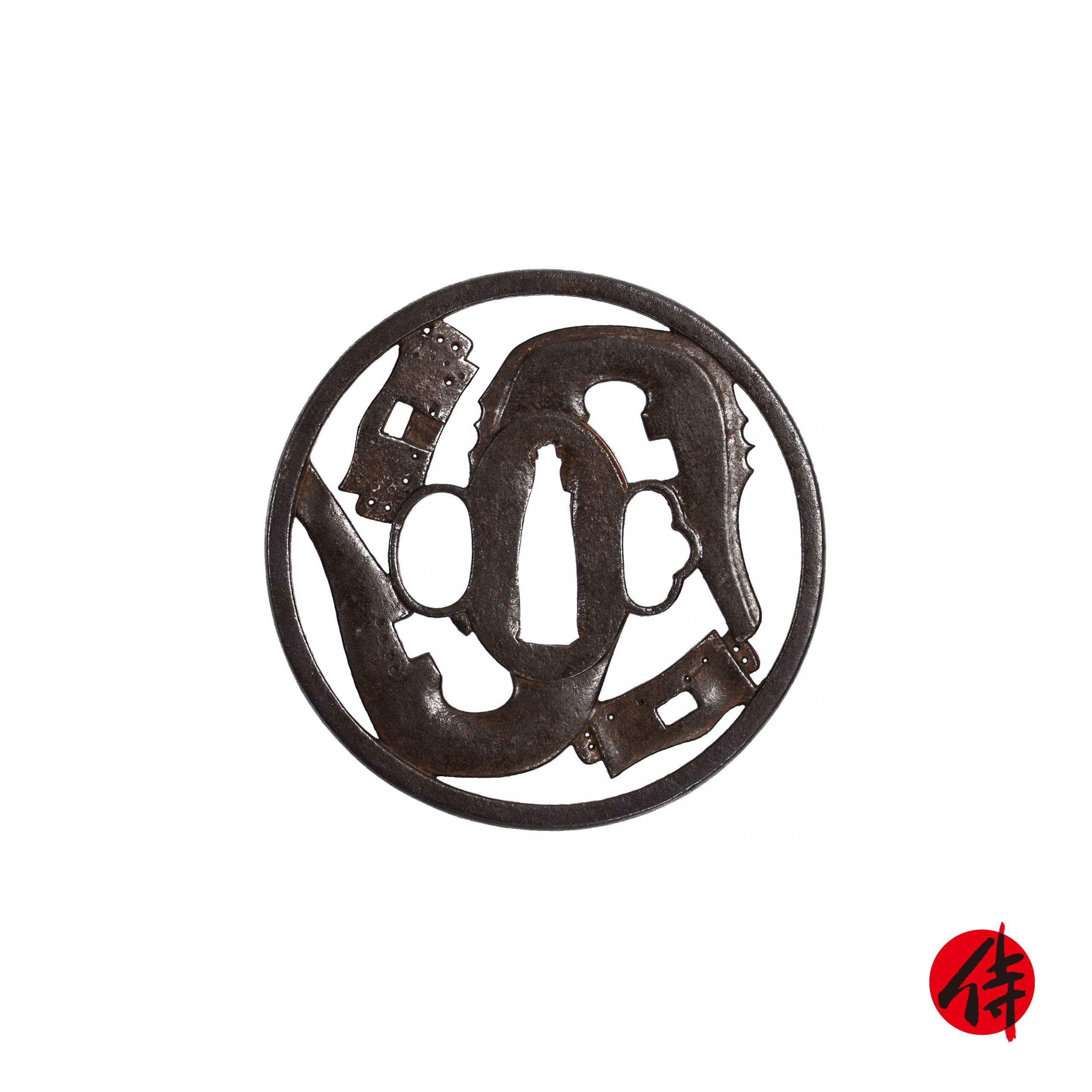 Edo period antique Kinai Tsuba for Samurai Sword with NBTHK Hozon Certificate (T-371)