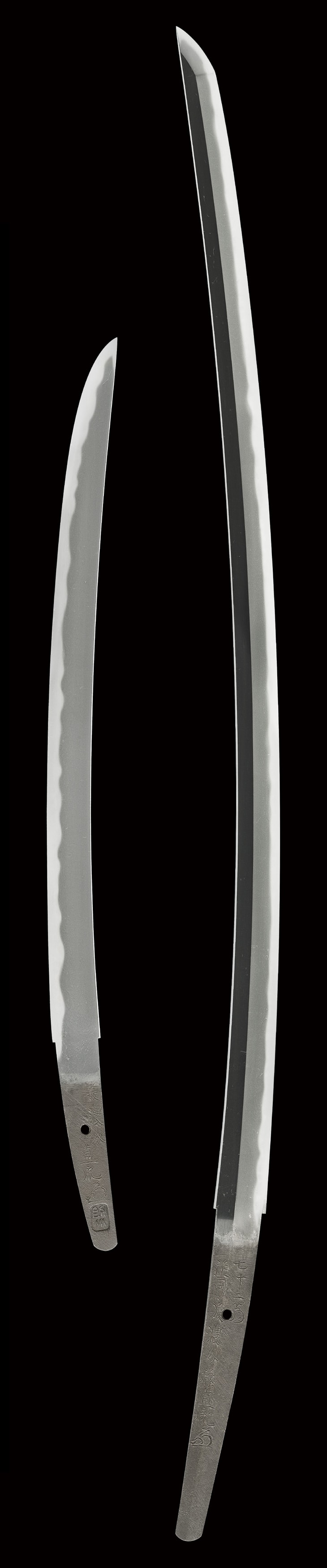 Katana - by Suishinshi Masahide Naotane - Daisho: Katana (Tachi Mei) Shoji Minonosuke Fuji Naotane, Wakizashi (Hitachi Province Sukegawa Uchi) Minonosuke Naotane