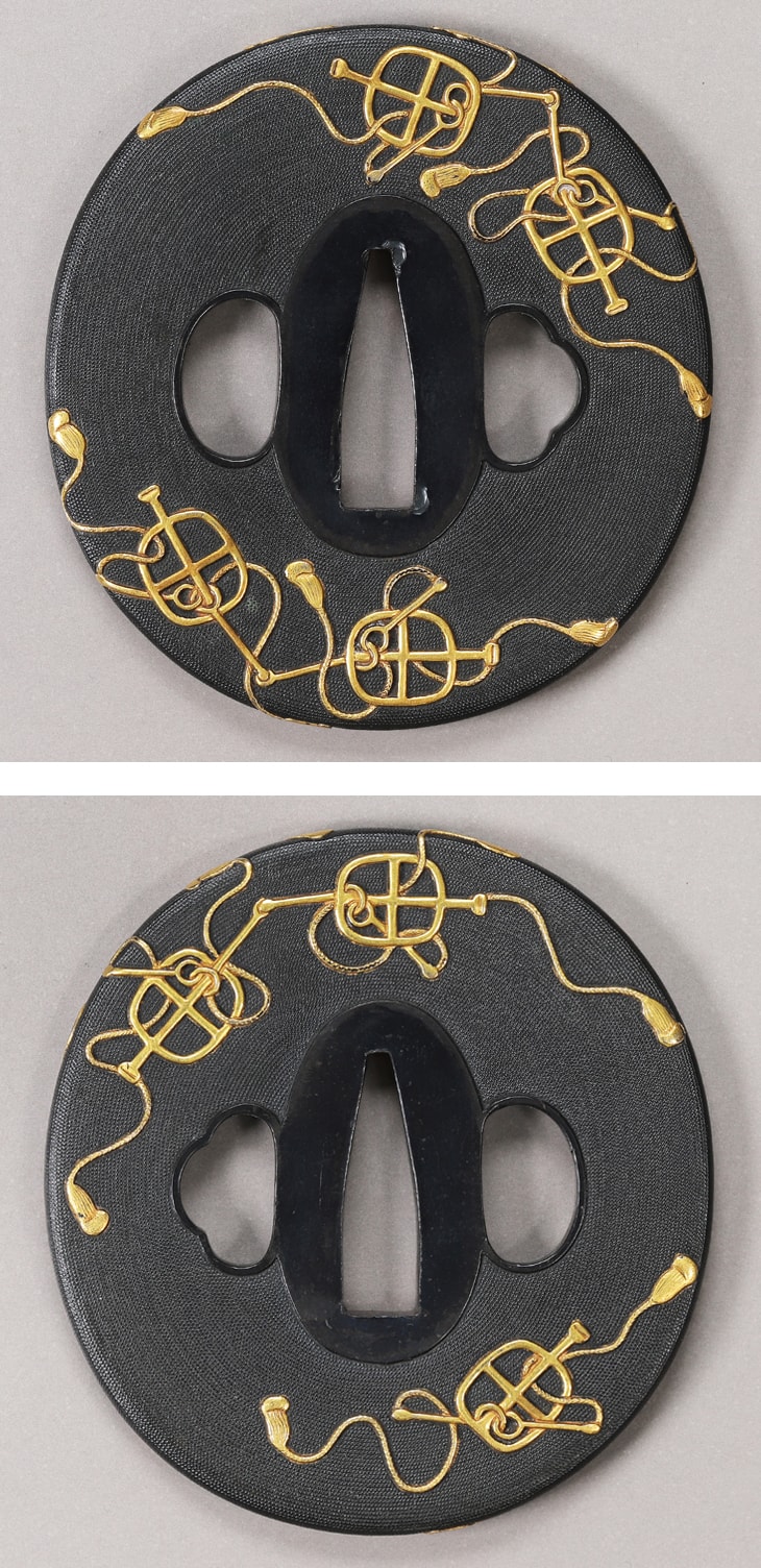 Tsuba - Tokuho - by Yoshioka School - Kutsuwa Chirashi Zu