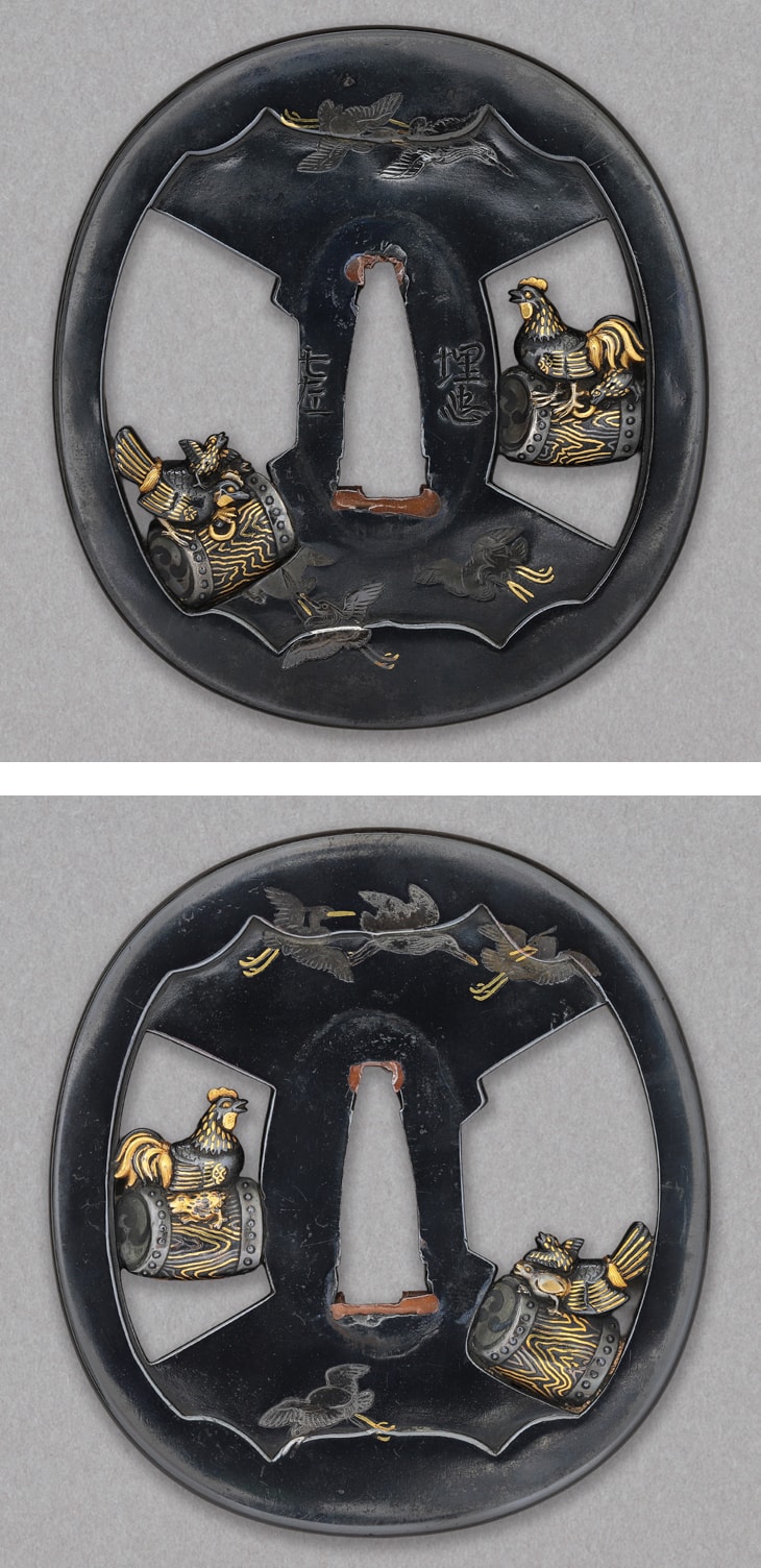 Tsuba - Hozon - by Umetada Shichiza - Kanko Shirasagi Zu