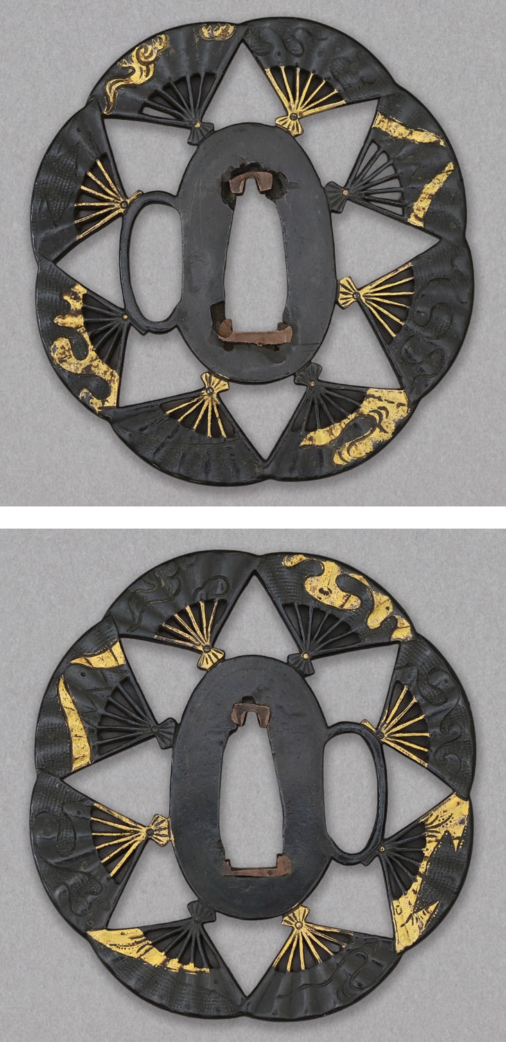 Tsuba - Hozon - Sensu Tsunagi Sukashi Zu