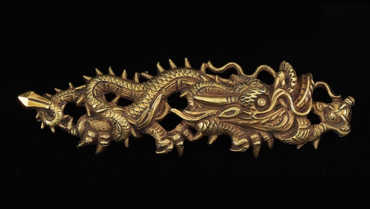 金無垢目貫:這龍図 Kinmuku Menuki:Hairyu Zu