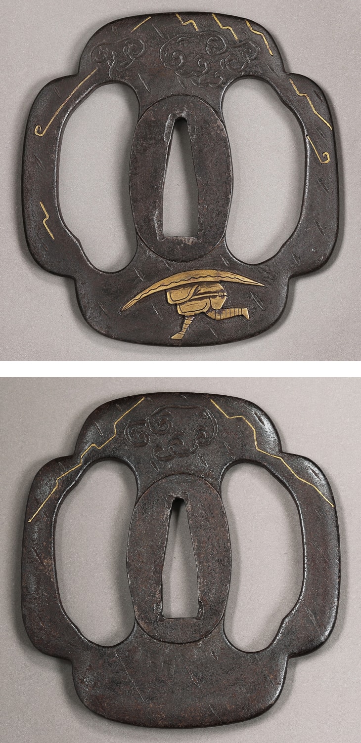 Tsuba - by Shimizu Jingo - Shigure Kasa (Rainy Season Umbrella) Design