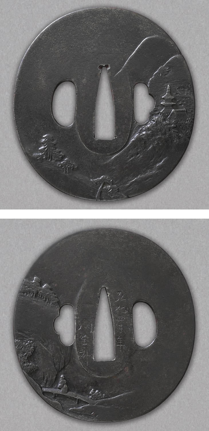 Tsuba - Hozon - by Otsuki Hideoki - Sansui Zu