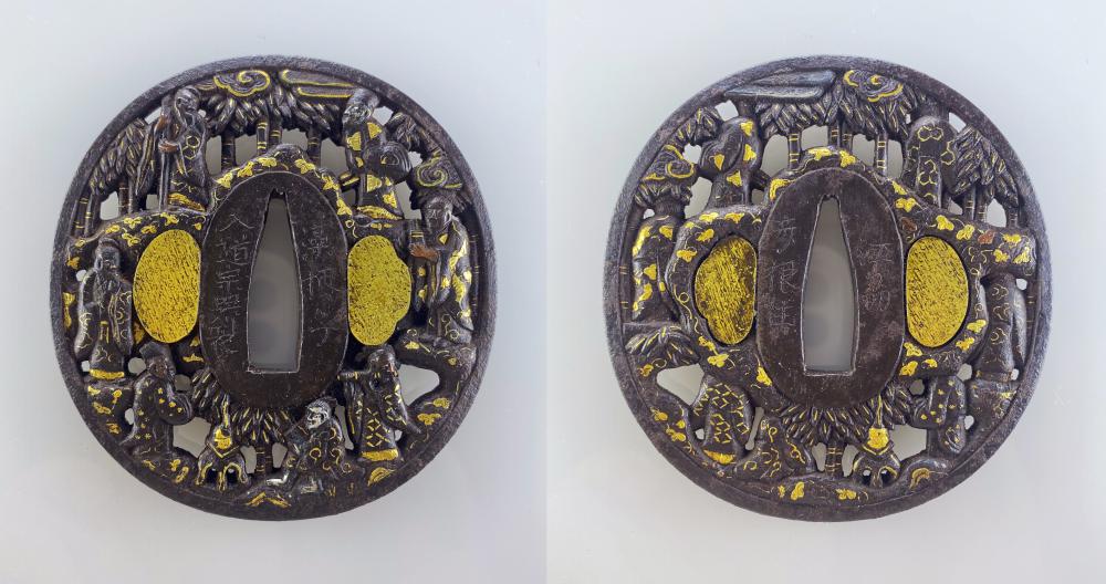 鐔 藻柄子入道宗典製 江州彦根住 / Tsuba Mogarashi nyudo Soten sei Goshu Hikone jyu