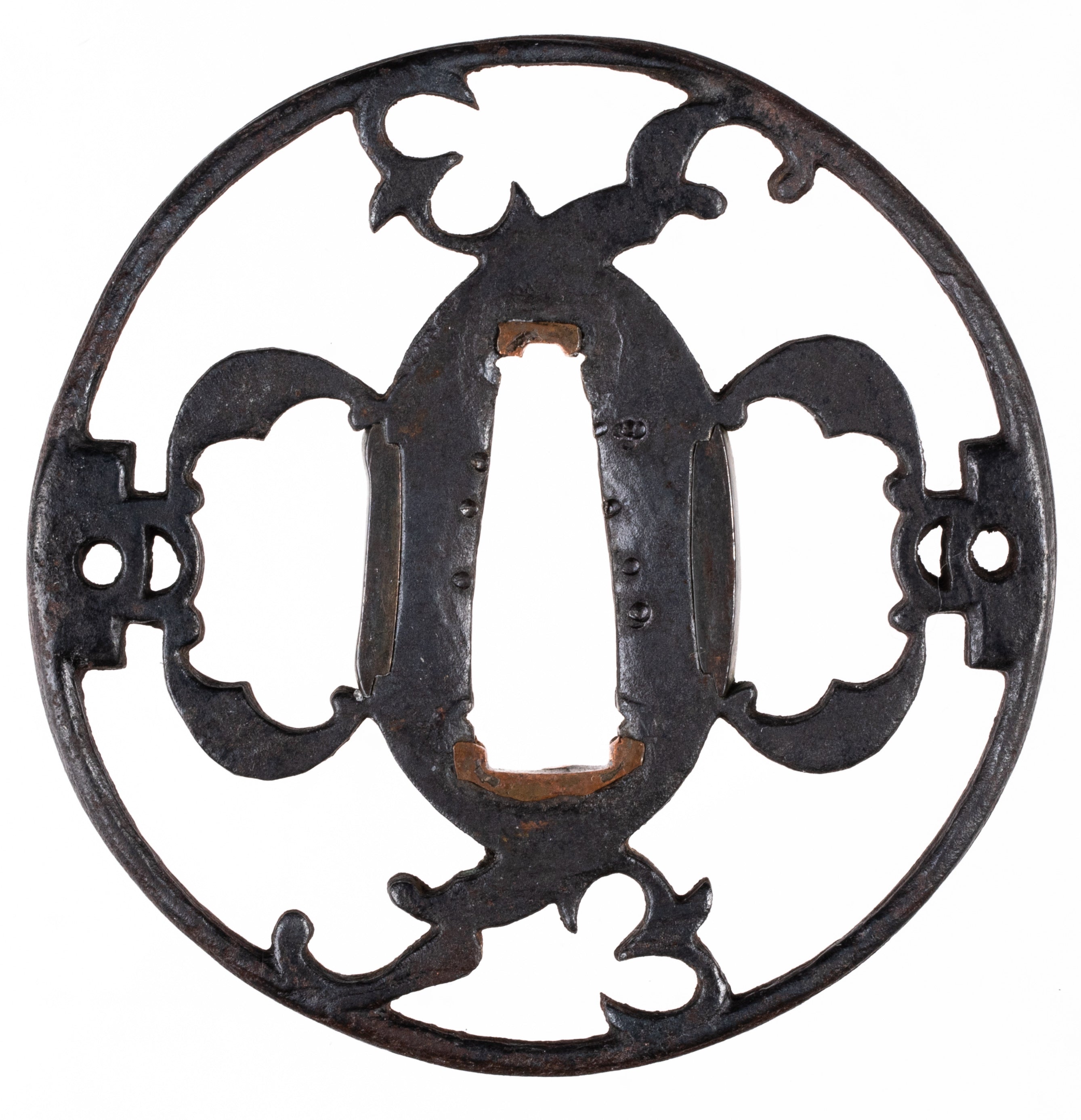 Wild geese among waves sukashi tsuba by Akasaka School. With NBTHK Hozon Tosogu