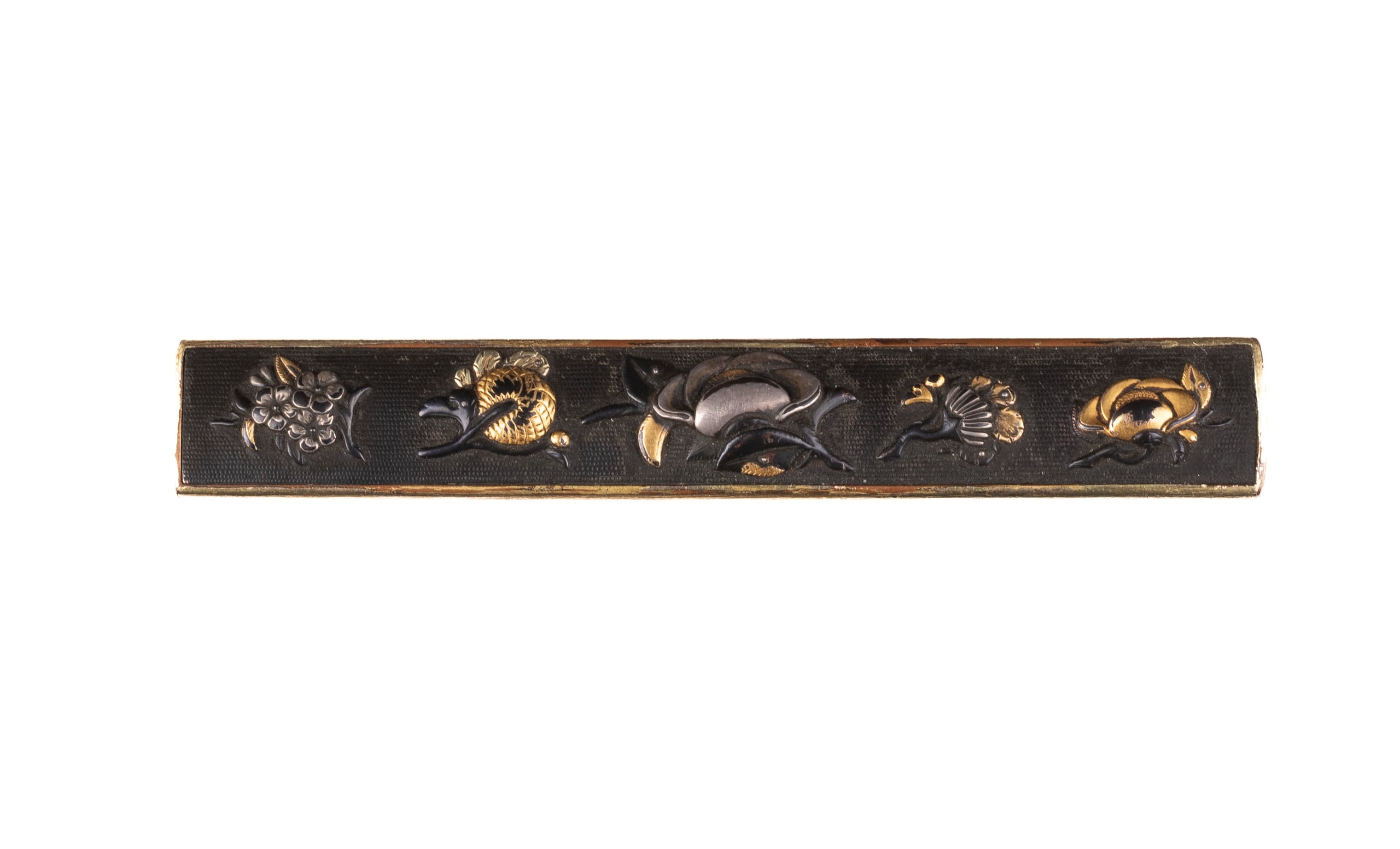 Kozuka - Shakudo Nanako Kozuka Decorated with Flowers