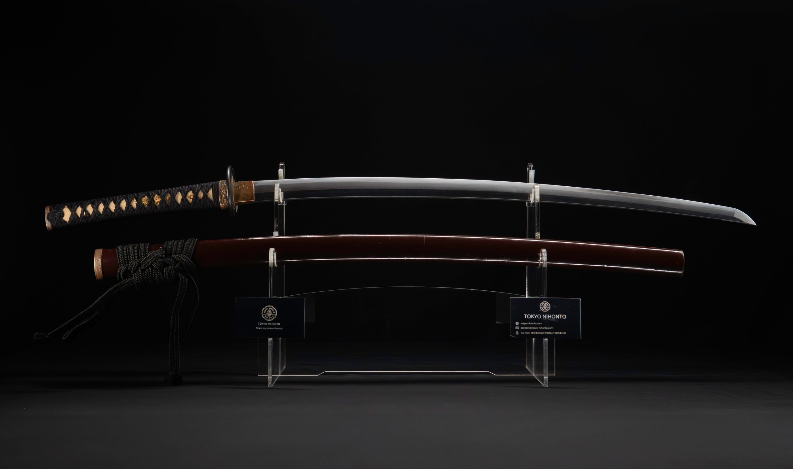 Japanese Katana by Hizen Tadatsugu dated 1940 with Suguha Hamon, Dragon Fittings and Red Lacquer Saya - NBTHK Hozon