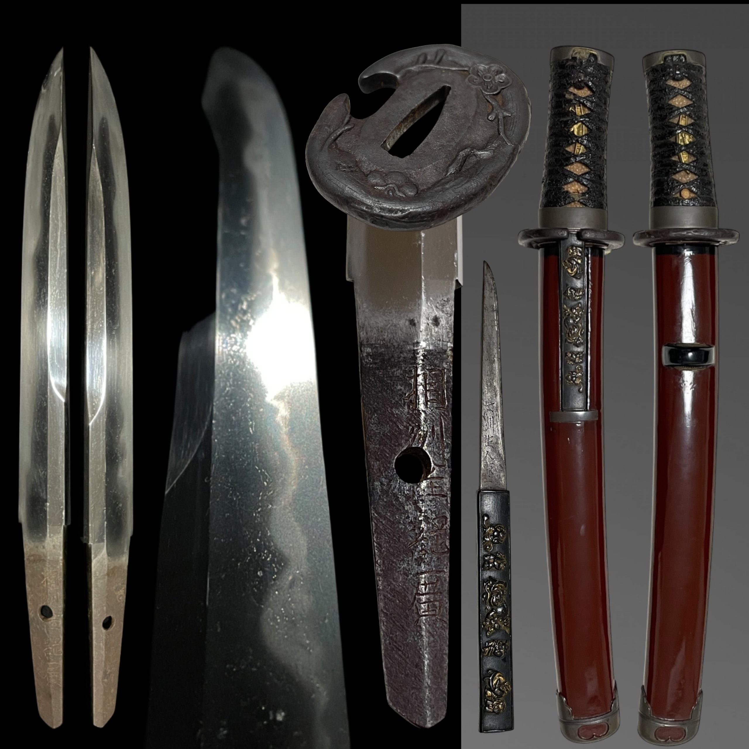 Unokubi Zukuri Red Tanto 相州住綱廣 Soshuju Tsunahiro signed Thick Blade with Kozuka