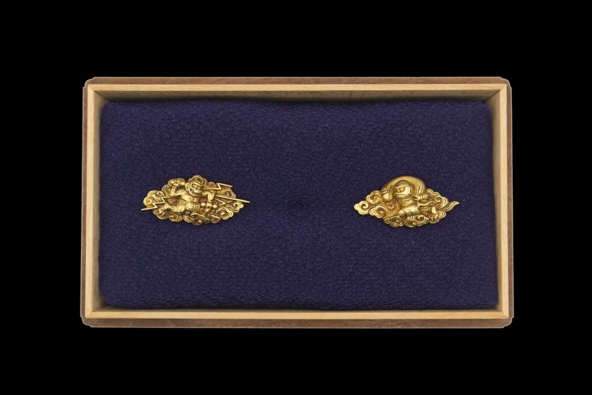 Wind God & Thunder God Solid Gold Menuki Mumei Kyo Kinko