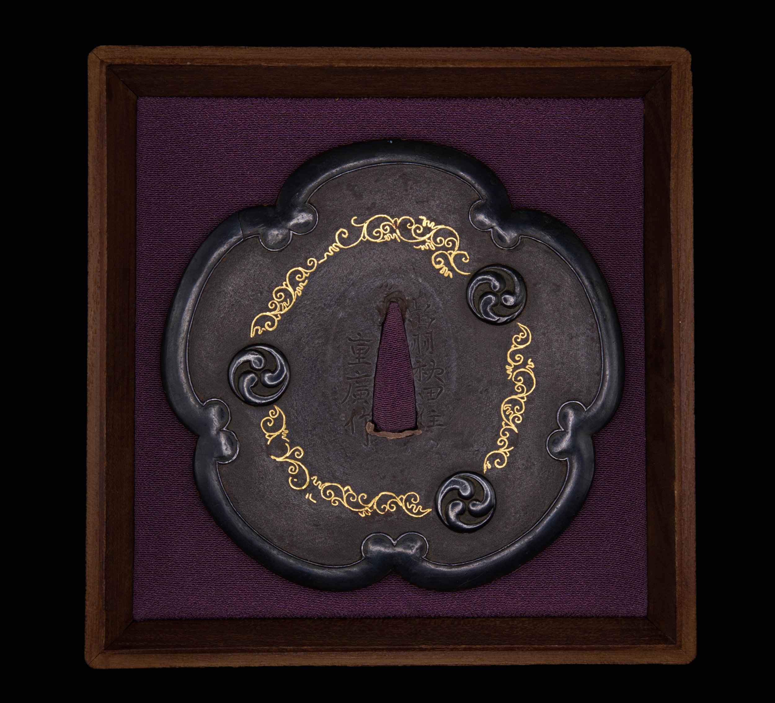 Tsuba - by Akita-Shoami School - Dewa Akita Jū Shigehiro, Shoami School, Three Tomoe Design