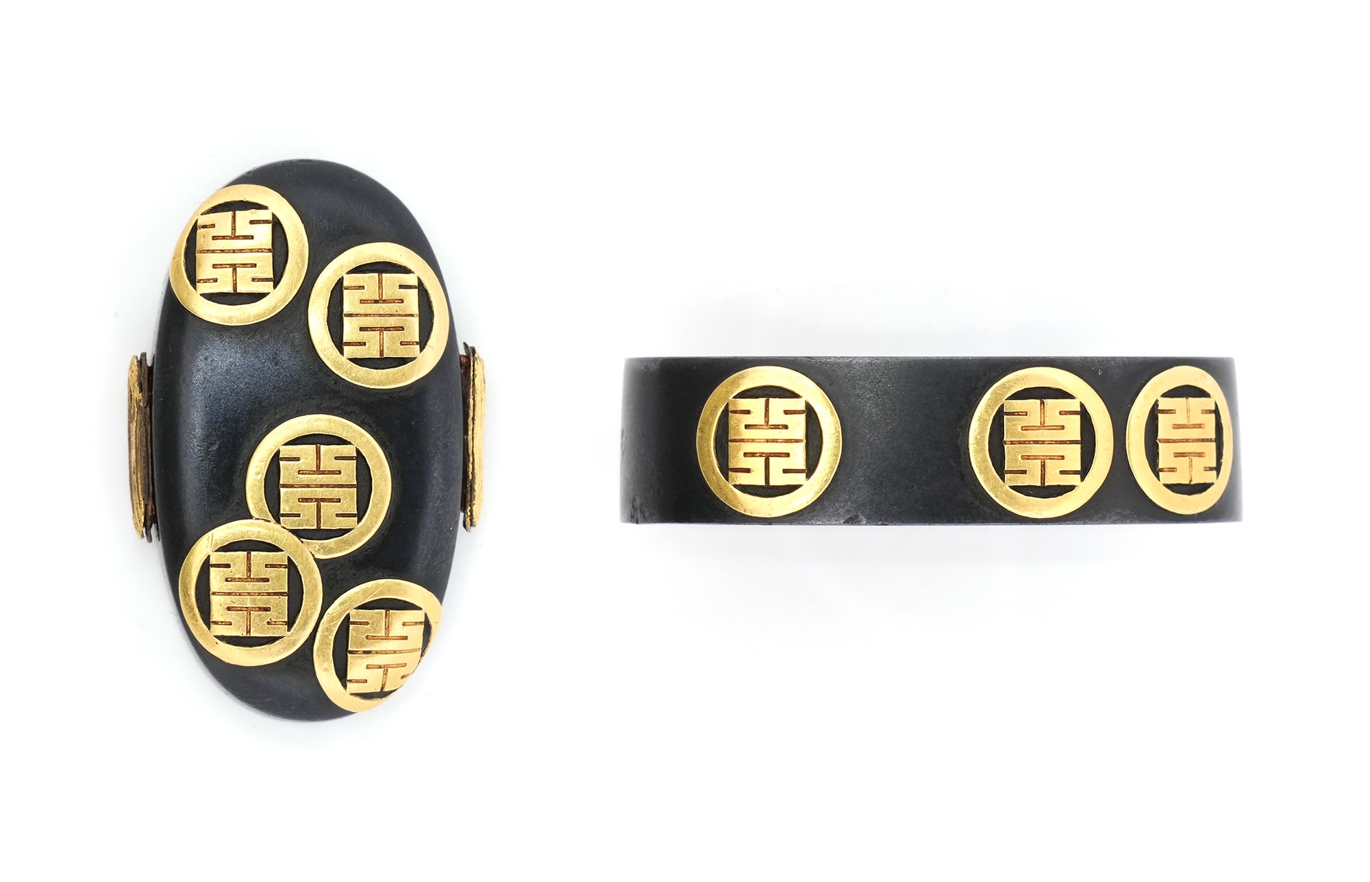 Fuchi-Kashira - Hozon - by Nomura School - Fuchi-Kashira: Maru ni Kakuji Mon Chirashi - Mumei (Awa Nomura)