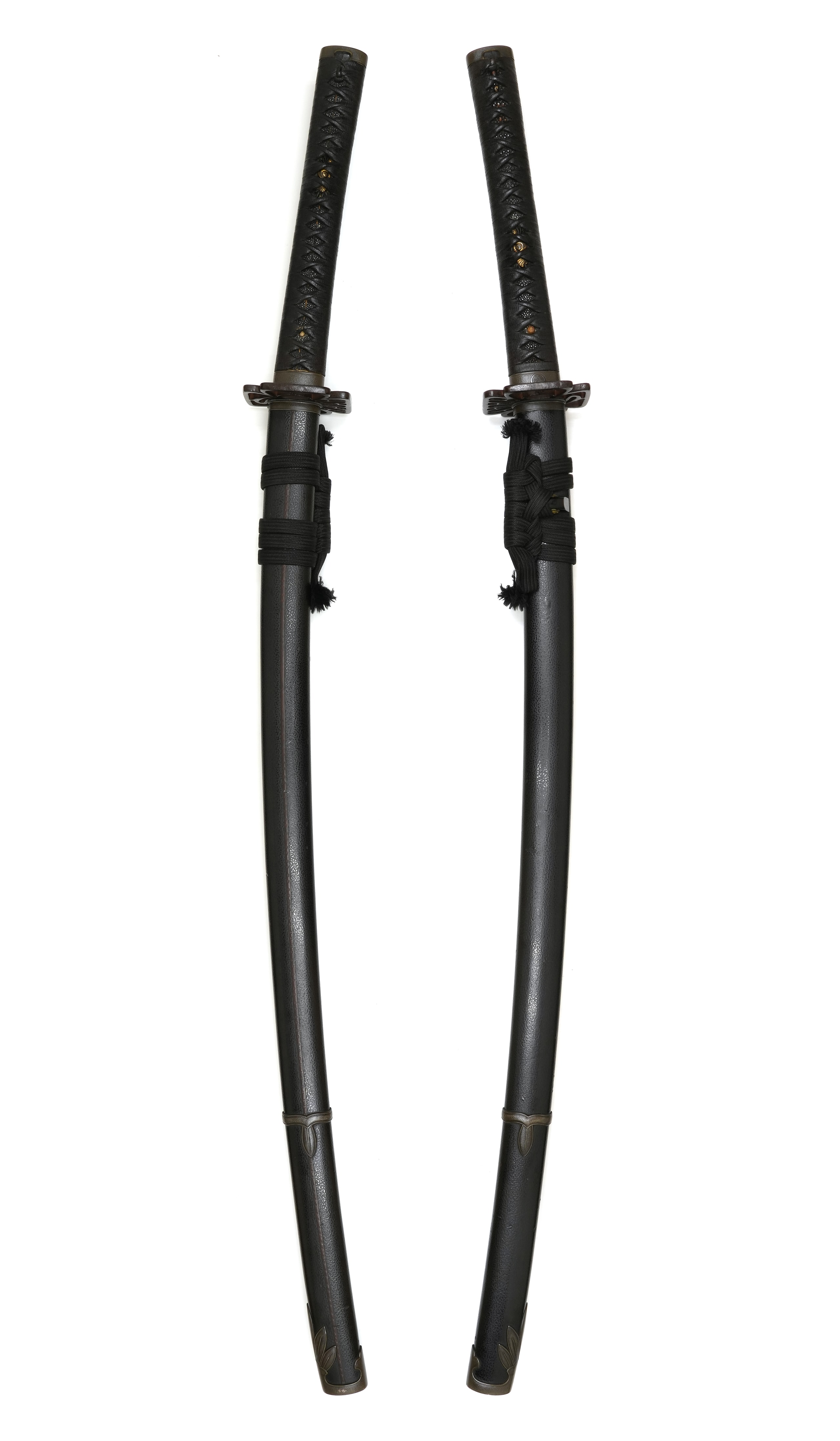 Koshirae - Black Wrinkled Leather-style Lacquered Saya Handachi Koshirae
