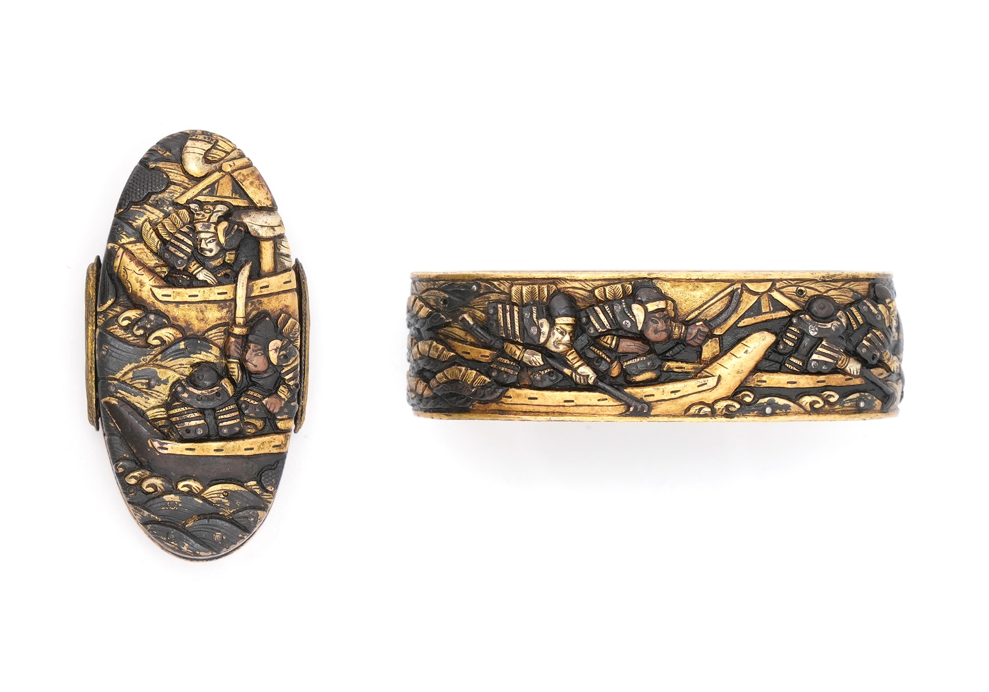 Mitokoromono - Battle Scene Mitokoromono (Fuchi-Kashira, Menuki, Kozuka) - Mumei