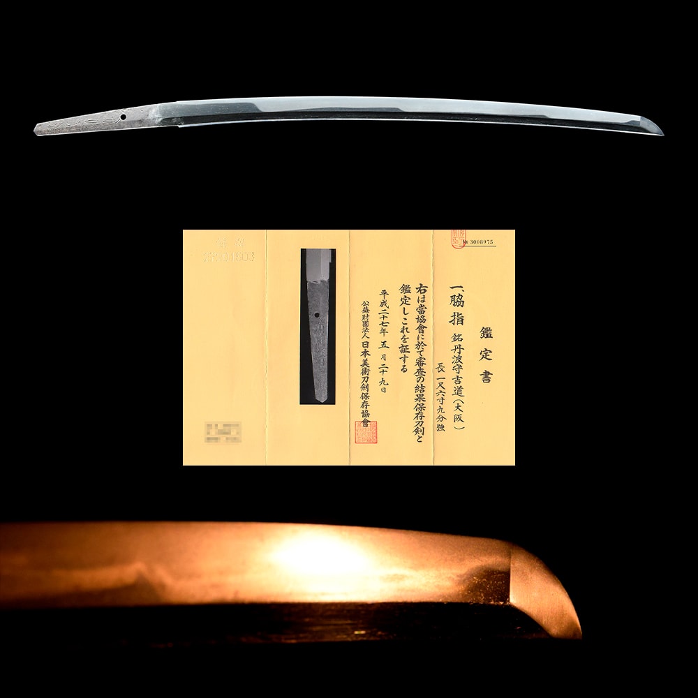 Wakizashi - by Mishina Yoshimichi - Tanba no Kami Yoshimichi (Osaka)