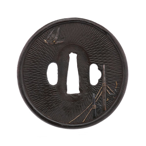 Tsuba - Reed and Night Hawk Design - Mumei