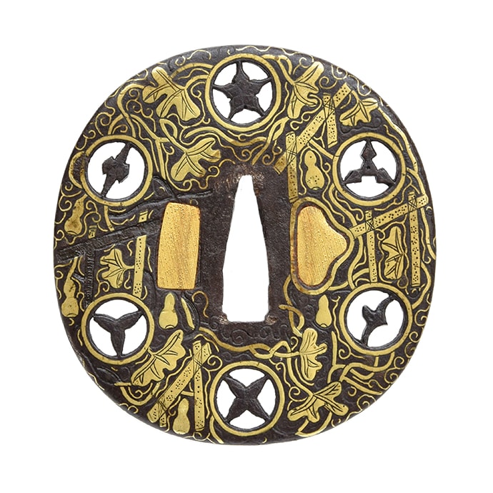 Tsuba - Hozon - by Heianjo-Zogan School - Marumon Sukashi Hyotan Dana-zu, Mumei (Heianjo Zogan)
