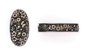 Fuchi-Kashira - Autumn Grass Design Fuchi-Kashira, Mumei (Mino)