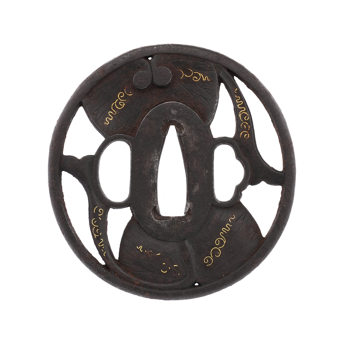 Tsuba - Futaba Aoi Sukashi Zu, Mumei (Kinai) - Kinai School, Mumei