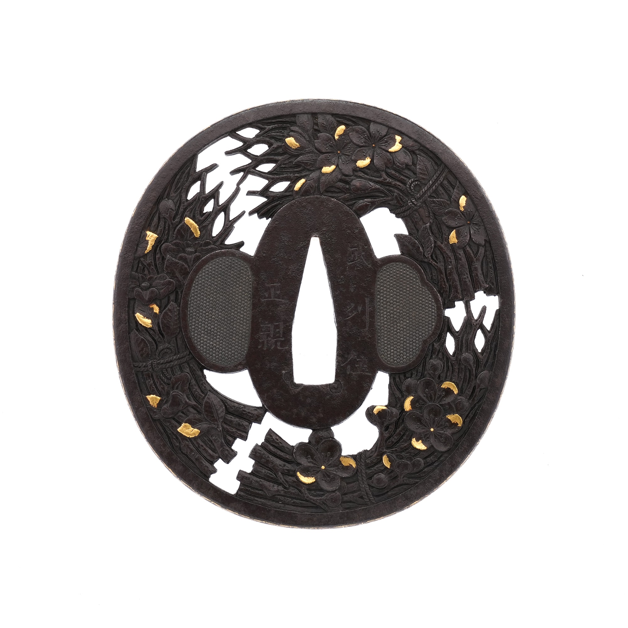 Tsuba - Tokuho - by Tsuchiya Masachika - Shibatawa Sukashi, Signed Bushu Ju Masachika -Bushū jū Masachika- 12-1719