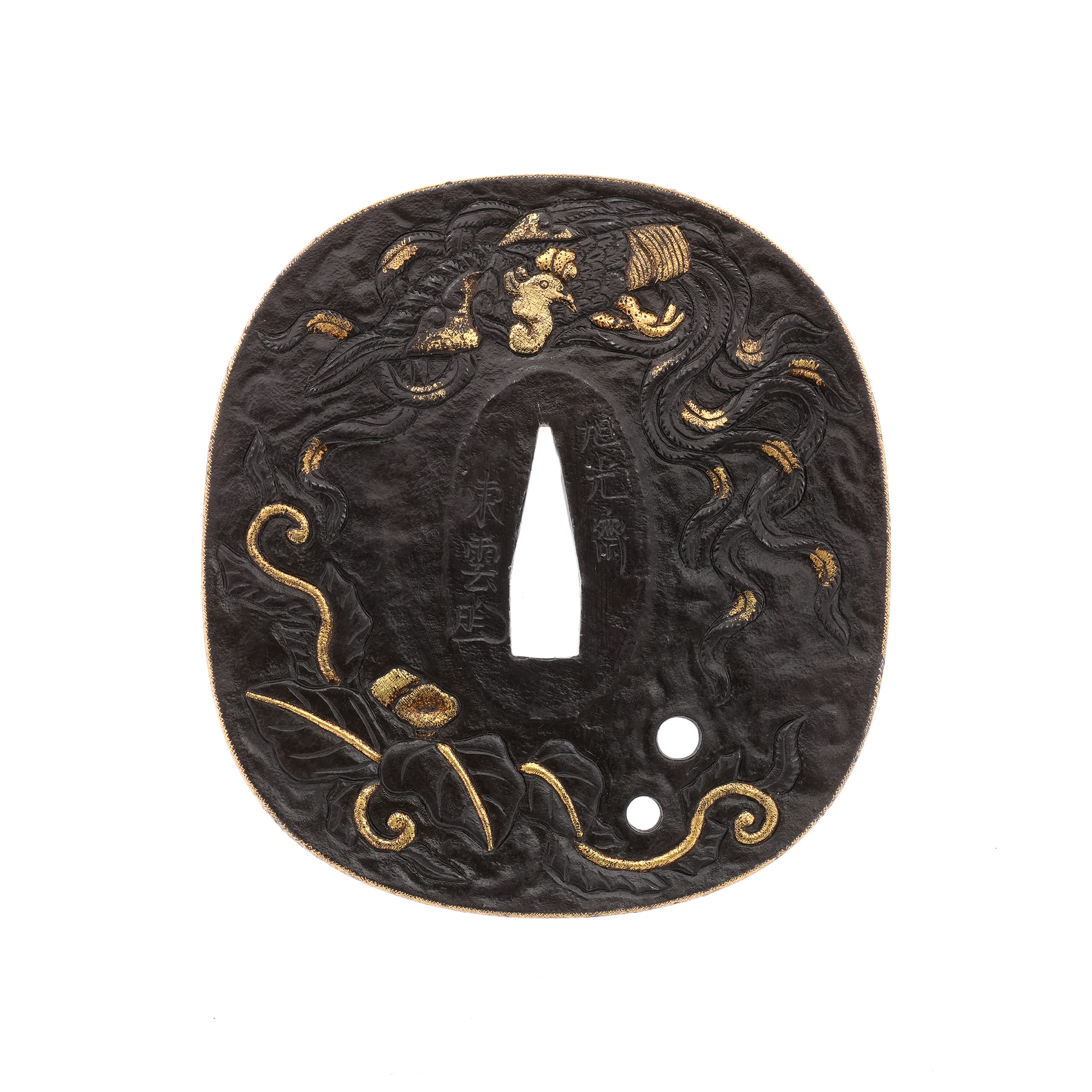 Tsuba - Hozon - by Nara School - Paulownia and Phoenix Design by Kyokkosai Toun (with kao)