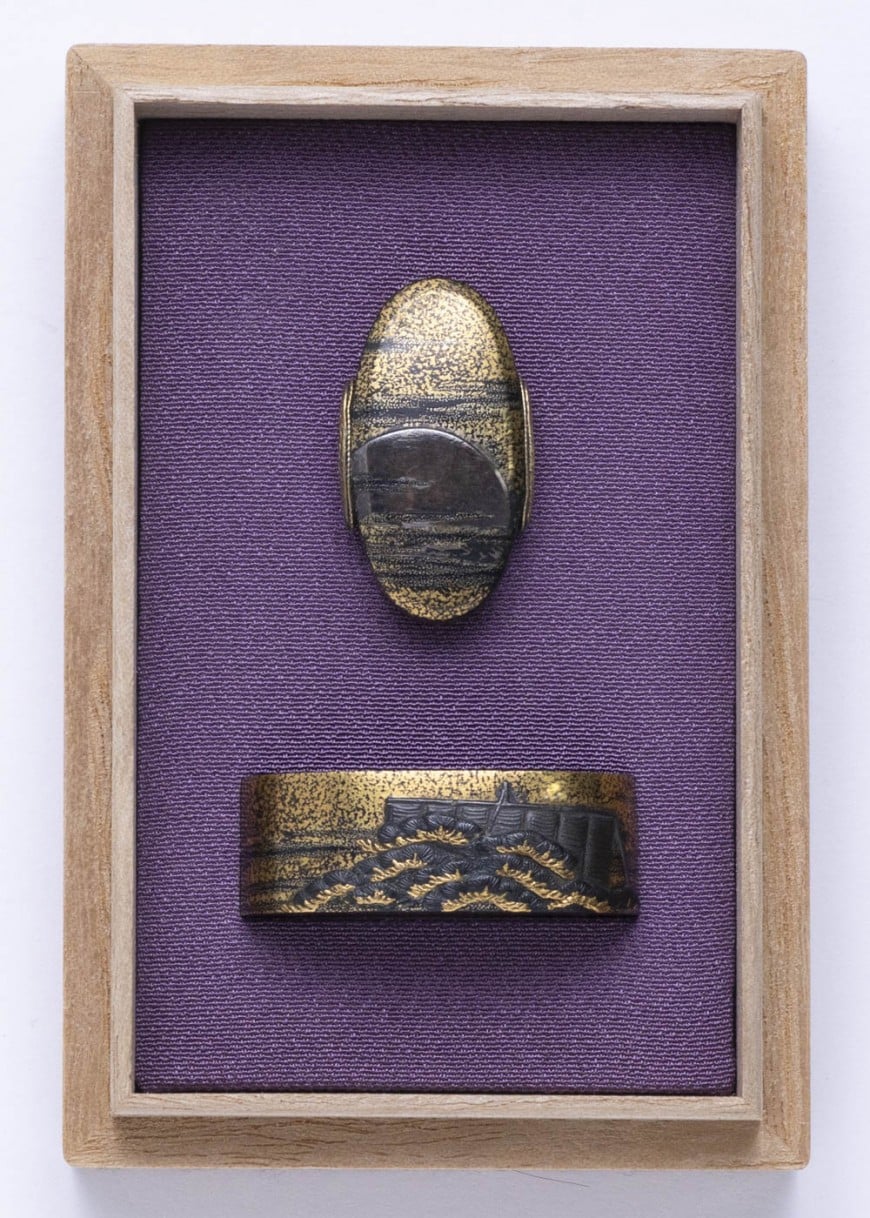Fuchi-Kashira - Hozon - by Omori Hidetoshi - Fuchi-Kashira: Hidetoshi (Kao) - Sunrise Sailboat Design
