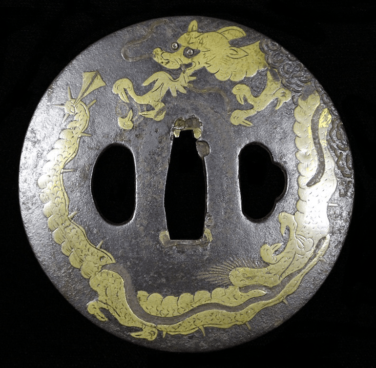 ●雲龍図鐔 (平安城象嵌)
