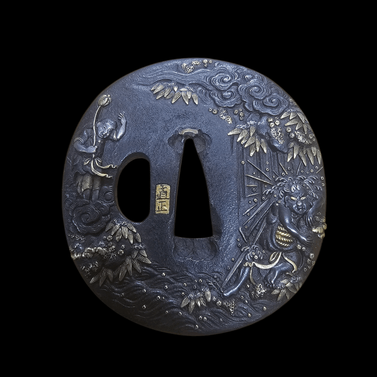 Tsuba - Hozon - by Naomasa - Monogaku Aragyo-zu Tsuba by Naomasa
