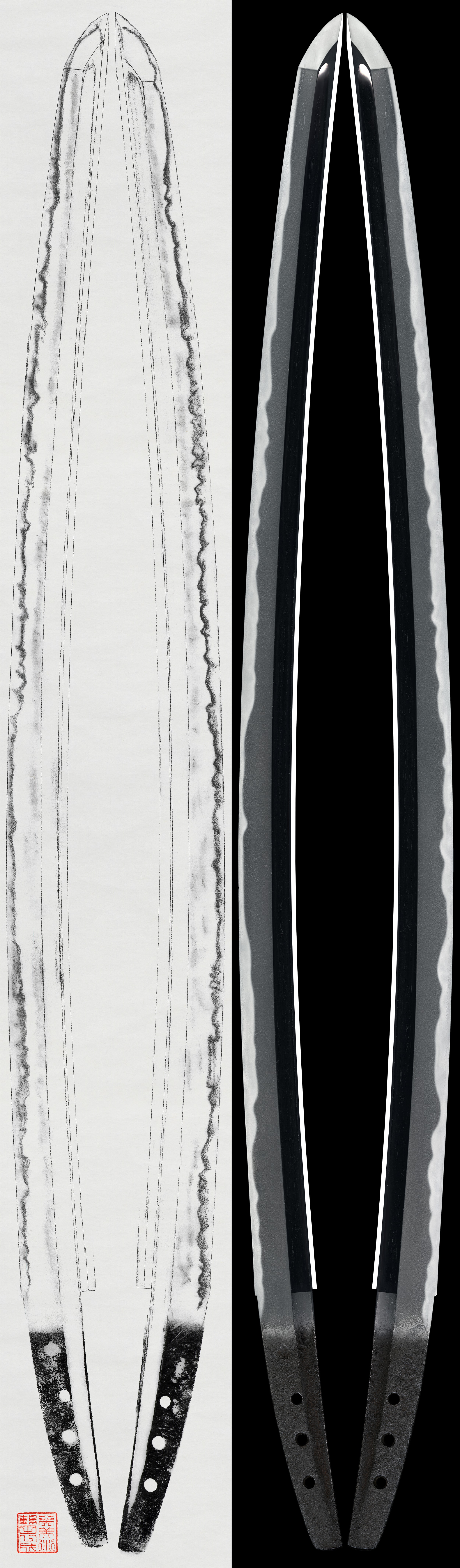 Katana: Mumei (unsigned) transmitted as Toshitsune(19th NBTHK Juyo paper)